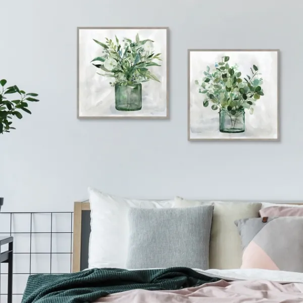 Canvas Art-Kirkland's Home Green Garden 2-Pc. Framed Canvas Art Print Set Gray