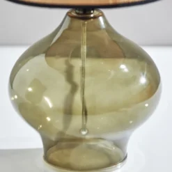 Table Lamps-Kirkland's Home Green Glass And Rat Shade Table Lamp, 23 In. Tan