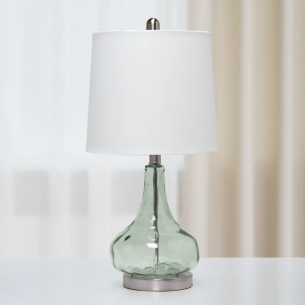 Table Lamps-Kirkland's Home Green Glass Ripple Table Lamp White