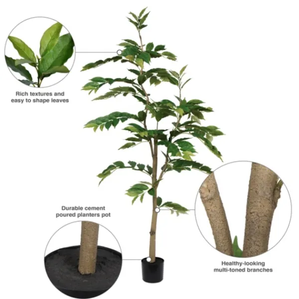 Trees & Topiaries-Kirkland's Home Green Nandina Tree In Black Planter