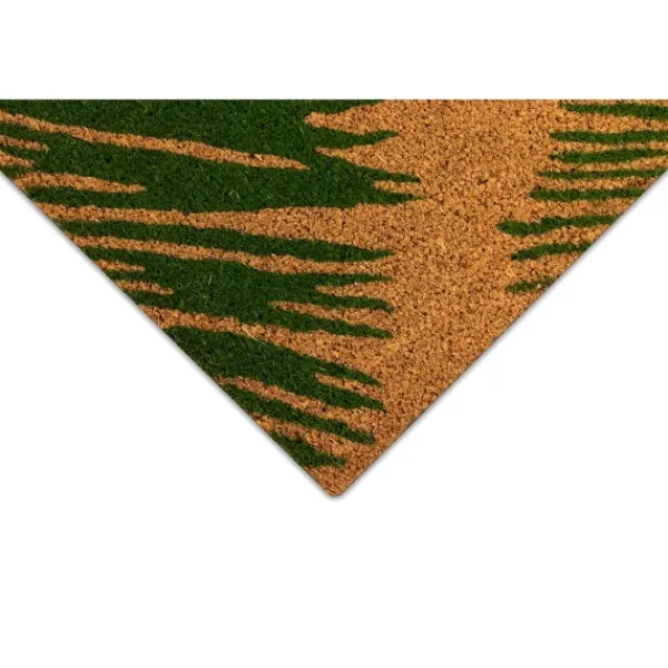 Doormats-Kirkland's Home Green Palm Fronds Welcome Coir Doormat Tan/Green
