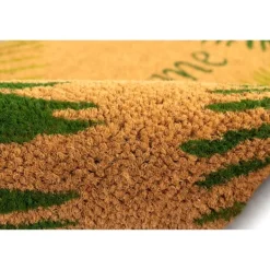 Doormats-Kirkland's Home Green Palm Fronds Welcome Coir Doormat Tan/Green