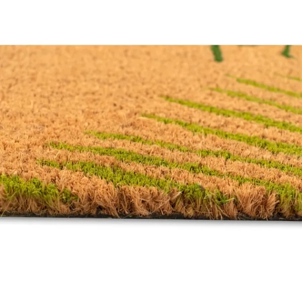 Doormats-Kirkland's Home Green Palm Fronds Welcome Coir Doormat Tan/Green