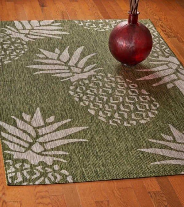 Outdoor Rugs-Kirkland's Home Green Pineapple Outdoor Area Rug, 7X9 Green/Gray