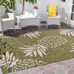 Outdoor Rugs-Kirkland's Home Green Pineapple Outdoor Area Rug, 7X9 Green/Gray