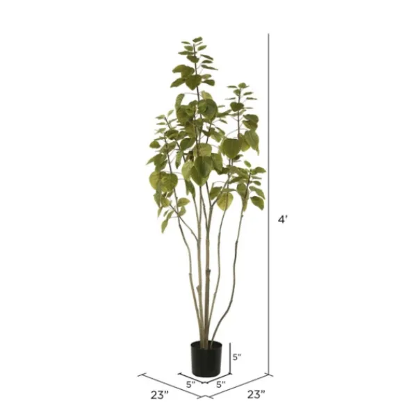 Trees & Topiaries-Kirkland's Home Green Potted Cotinus Coggygria Tree, 4 Ft.