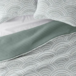 Quilts-Kirkland's Home Green Scalloped Reversible 2-Pc. Twin Quilt Set Green/White