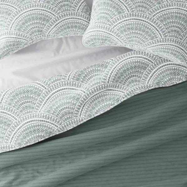 Quilts-Kirkland's Home Green Scalloped Reversible 3-Pc. King Quilt Set Green/White
