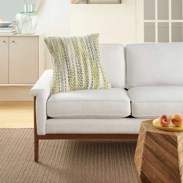Pillows-Kirkland's Home Green Space Dye Woven Pillow Green/White