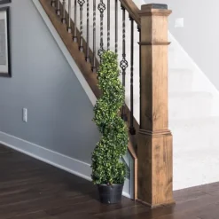 Trees & Topiaries-Kirkland's Home Green Spiral Boxwood Potted Topiary, 3 Ft.