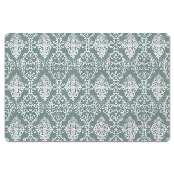 Kitchen & Floor Mats-Kirkland's Home Green Symmetrical Vines Kitchen Mat Green/White
