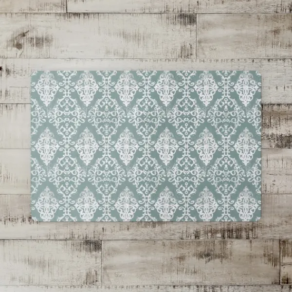 Kitchen & Floor Mats-Kirkland's Home Green Symmetrical Vines Kitchen Mat Green/White