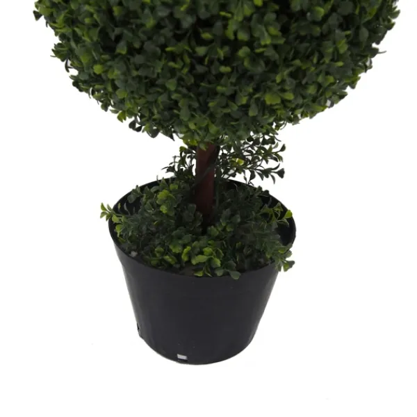 Trees & Topiaries-Kirkland's Home Green Triple Ball Boxwood Potted Topiary, 4 Ft.