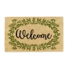 Doormats-Kirkland's Home Green Wreath Welcome Coir Doormat Tan/Green/Black