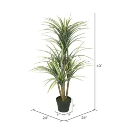 Trees & Topiaries-Kirkland's Home Green Yucca Tree In Black Planter