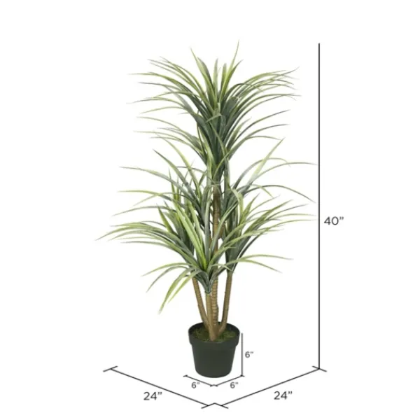 Trees & Topiaries-Kirkland's Home Green Yucca Tree In Black Planter