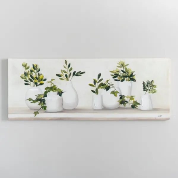 Canvas Art-Kirkland's Home Greenery In Bottle Vases Canvas Art Print Green/White