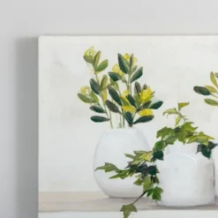 Canvas Art-Kirkland's Home Greenery In Bottle Vases Canvas Art Print Green/White