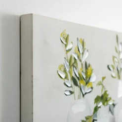 Canvas Art-Kirkland's Home Greenery In Bottle Vases Canvas Art Print Green/White