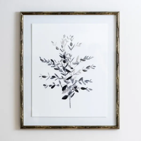 Framed Art-Kirkland's Home Greige Leaves Ii Bamboo Frame Art Print Gray/White