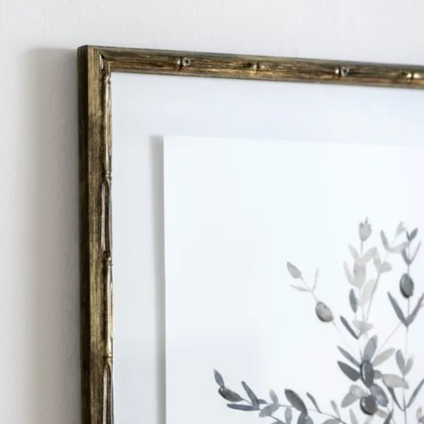 Framed Art-Kirkland's Home Greige Leaves Ii Bamboo Frame Art Print Gray/White
