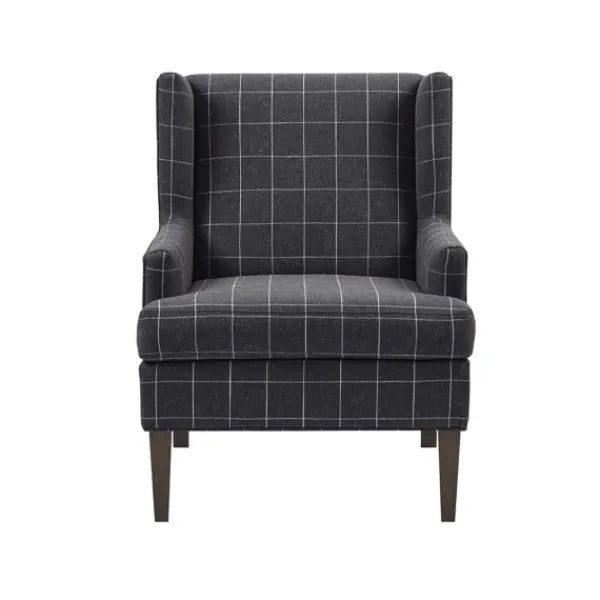 Accent Chairs-Kirkland's Home Grid Plaid Upholstered Martha Stewart Accent Chair Gray