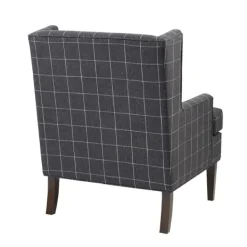 Accent Chairs-Kirkland's Home Grid Plaid Upholstered Martha Stewart Accent Chair Gray