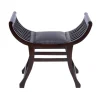 Benches & Ottomans-Kirkland's Home Grommet Leather And Mahogany Ottoman Brown