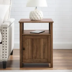 Accent & End Tables-Kirkland's Home Grooved Door Barnwood Side Table Brown