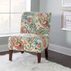 Accent Chairs-Kirkland's Home Hailey Bright Paisley Curved Back Slipper Chair Multi