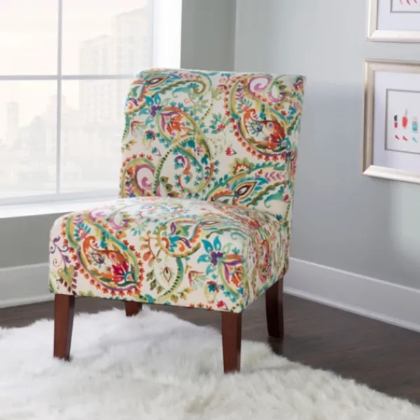 Accent Chairs-Kirkland's Home Hailey Bright Paisley Curved Back Slipper Chair Multi