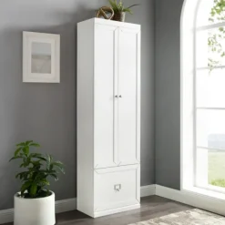 Cabinets & Sideboards-Kirkland's Home Halie White Wood 2-Door Pantry Closet