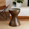Accent & End Tables-Kirkland's Home Hammered Bronze Iron Hourglass Accent Table Brown