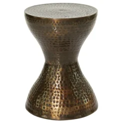 Accent & End Tables-Kirkland's Home Hammered Bronze Iron Hourglass Accent Table Brown