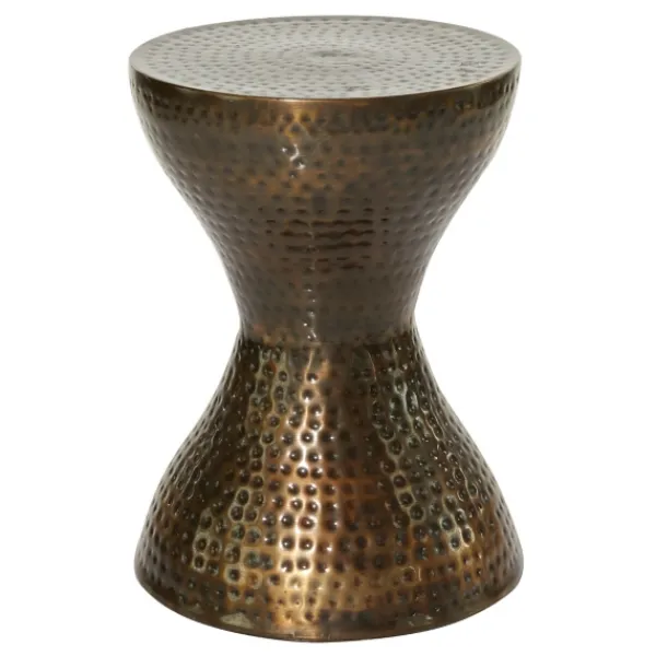 Accent & End Tables-Kirkland's Home Hammered Bronze Iron Hourglass Accent Table Brown