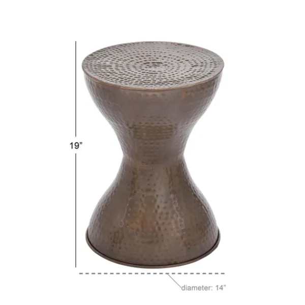 Accent & End Tables-Kirkland's Home Hammered Bronze Iron Hourglass Accent Table Brown