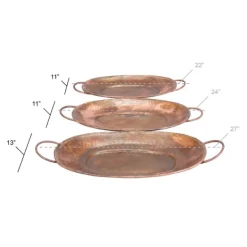Decorative Trays-Kirkland's Home Hammered Copper 3-Pc. Iridescent Tray Set Brown