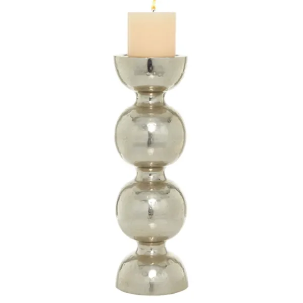 Candle Holders-Kirkland's Home Hammered Metal Orb Candle Holder, 18 In. Silver