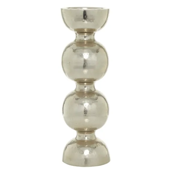 Candle Holders-Kirkland's Home Hammered Metal Orb Candle Holder, 18 In. Silver