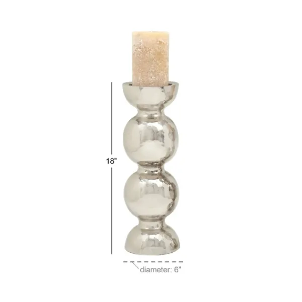 Candle Holders-Kirkland's Home Hammered Metal Orb Candle Holder, 18 In. Silver