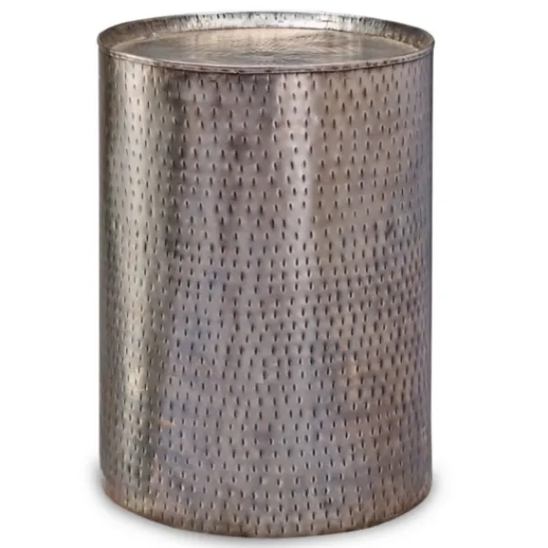 Accent & End Tables-Kirkland's Home Hammered Pewter Barrel Accent Table