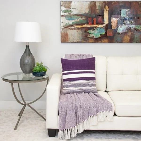 Blankets & Throws-Kirkland's Home Hand Loomed Herringbone Throw Purple