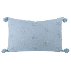 Pillows-Kirkland's Home Hand Stitched Floral Lumbar Pillow Blue