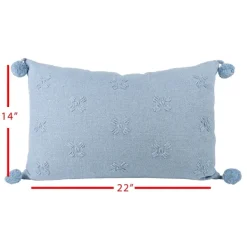 Pillows-Kirkland's Home Hand Stitched Floral Lumbar Pillow Blue