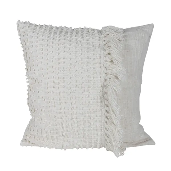 Pillows-Kirkland's Home Hand Woven Pulled Knot Pillow White
