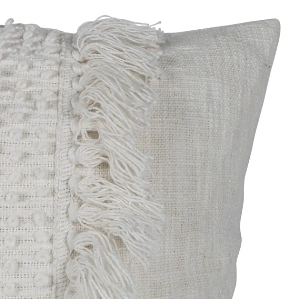 Pillows-Kirkland's Home Hand Woven Pulled Knot Pillow White