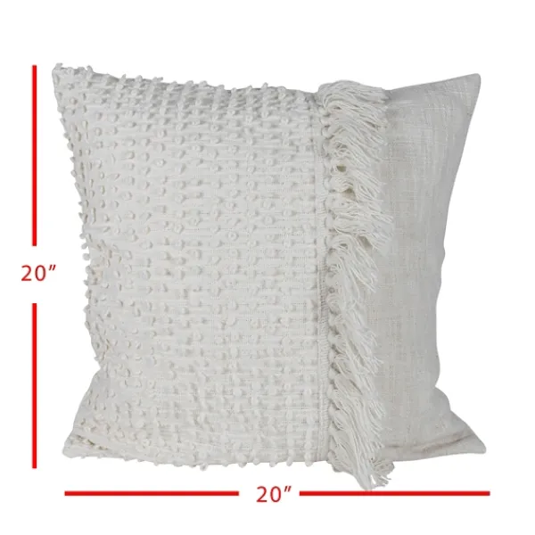 Pillows-Kirkland's Home Hand Woven Pulled Knot Pillow White