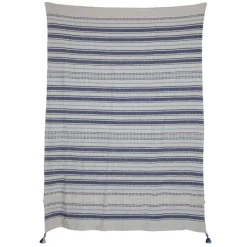 Blankets & Throws-Kirkland's Home Hand Woven Striped Throw Blanket Blue