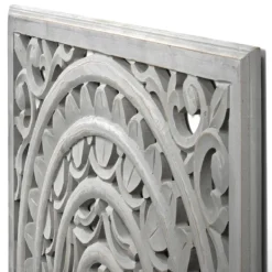 Wall Plaques-Kirkland's Home Handcarved Floral Medallion Wood Wall Plaque Gray
