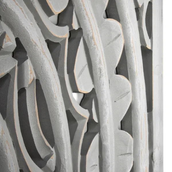 Wall Plaques-Kirkland's Home Handcarved Floral Medallion Wood Wall Plaque Gray